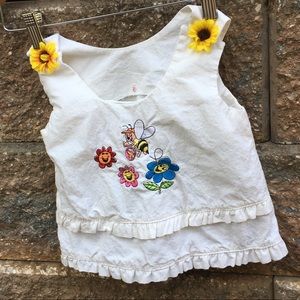 Embroidered Cute Tank Top Ruffle Girls Peplum Kids